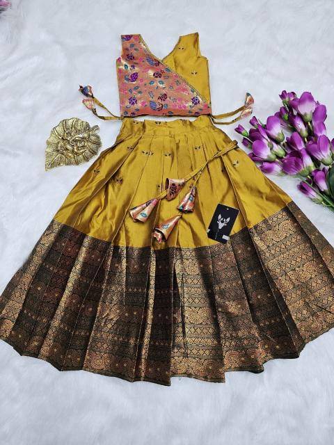 NEW LAUNCING PAITHANI KIDS LEHENGA CHOLI kanjivaram silk Kids wear distributors in Surat